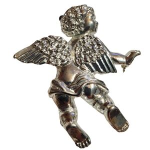 Gift bundle lot  4 cherub angles cupid silver tone brooch scarf pin pendant j…